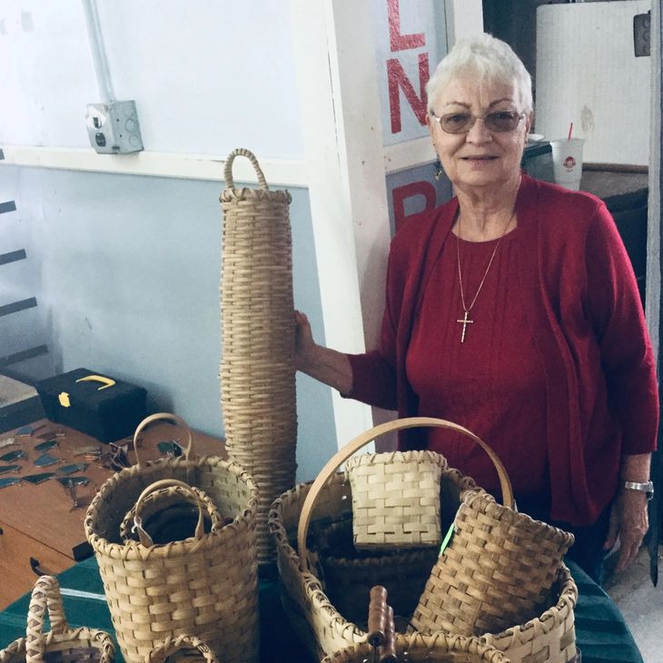 Ann Cornell, basket maker and teacher at the Somerset Artists' Co-op in Somerset, Ohio.