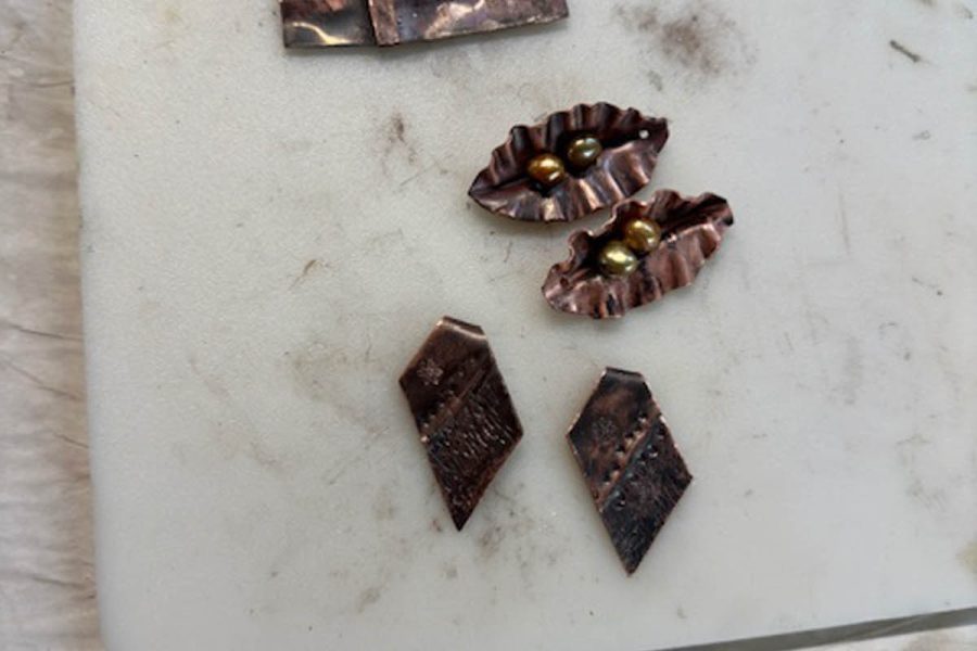 Student pieces created in the copper fold forming class at the Somerset Artists' Co-Op in Somerset, Ohio.