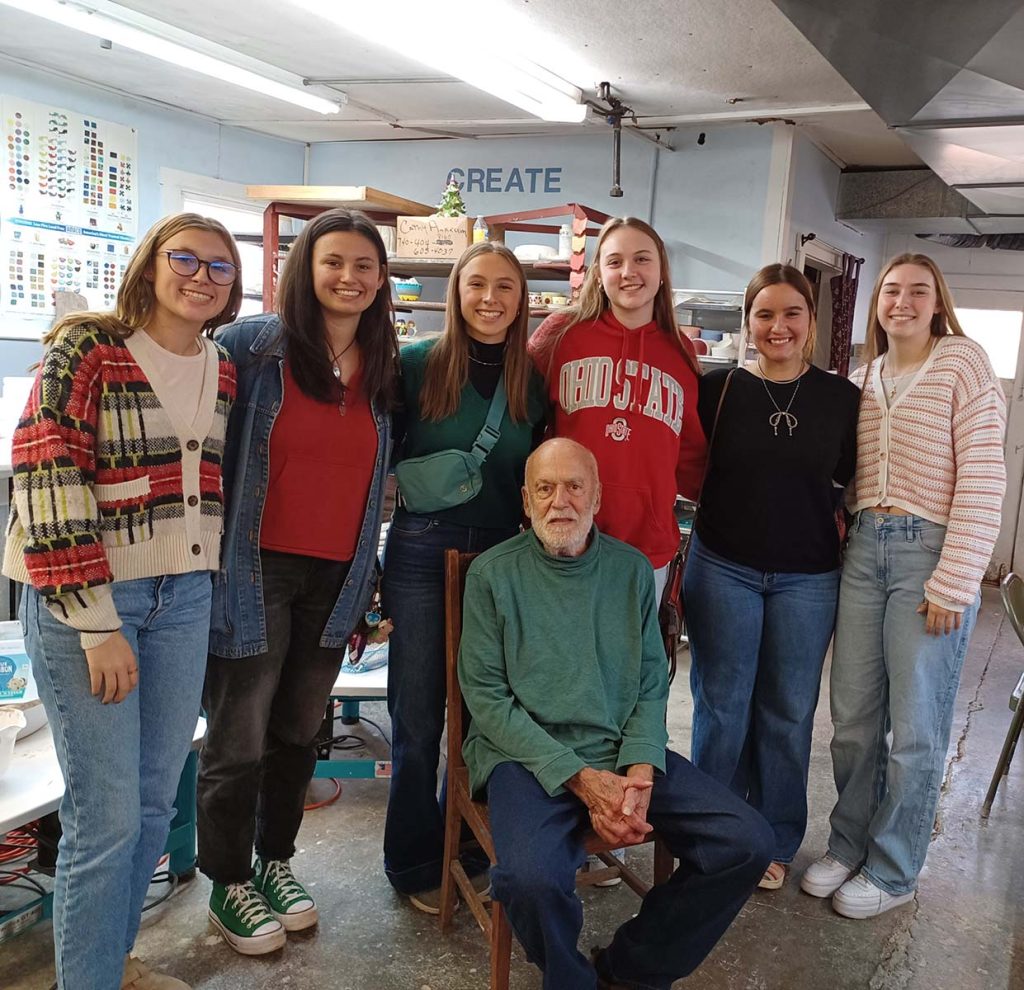 Silversmith David Kunkler with class of students in November 2024.