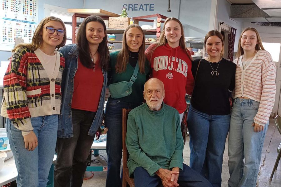 Silversmith David Kunkler with class of students in November 2024.