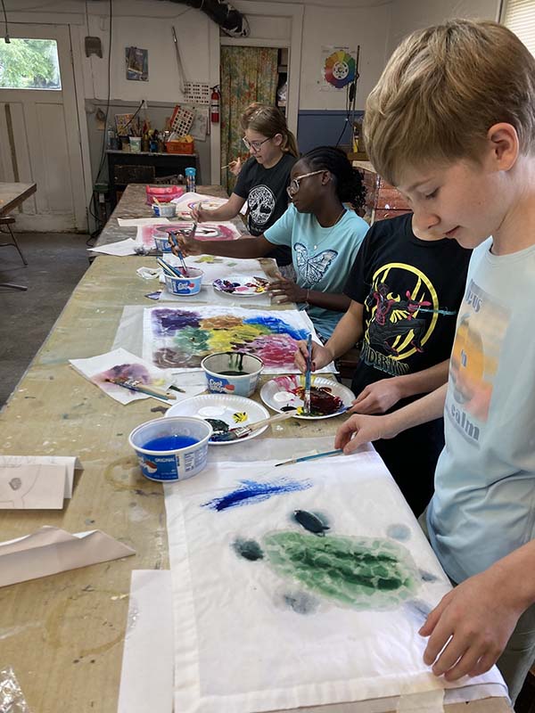 Children creating art during a youth art class at the Somerset Artists' Co-Op in Somerset, Ohio.